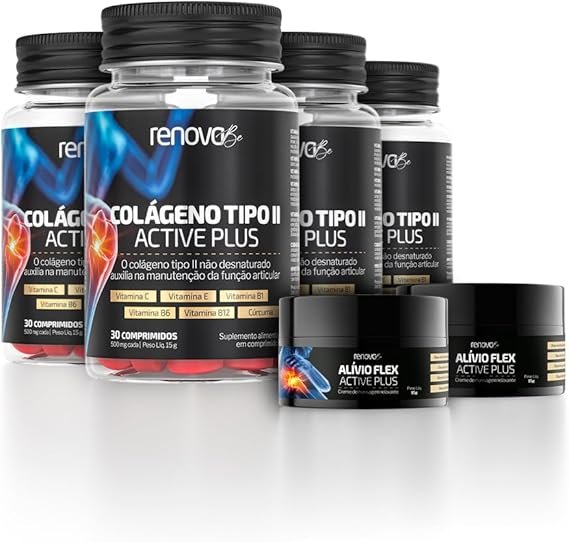Kit 4 Suplementos Alimentares Colágeno Tipo II - Articulações Cartilagens Inflamações Ossos